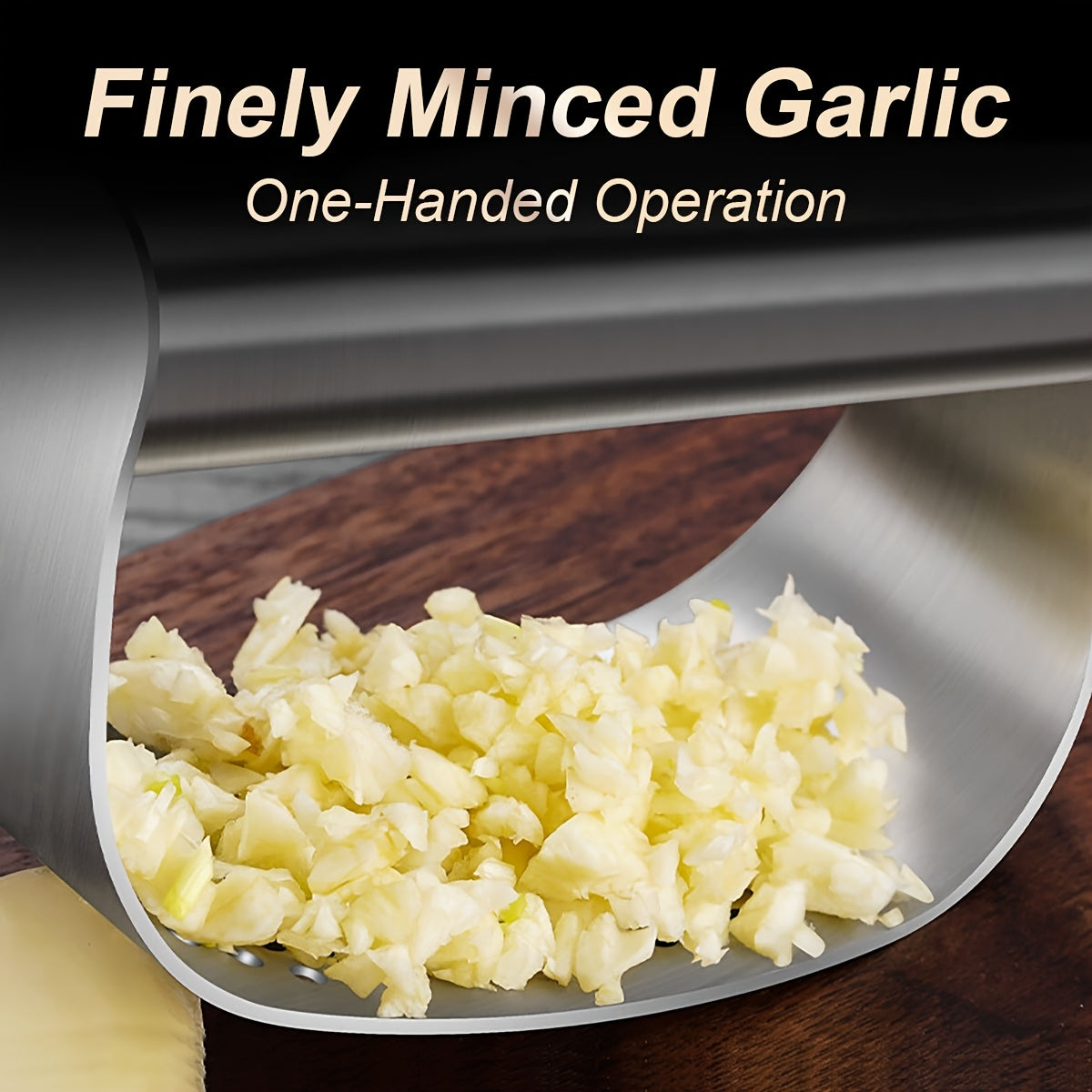 304 Stainless Steel Garlic Press, Washable Garlic Crusher and Food Preparation Tool with 1, 2 or 3-Piece Option Labels for Home and Restaurant Kitchens