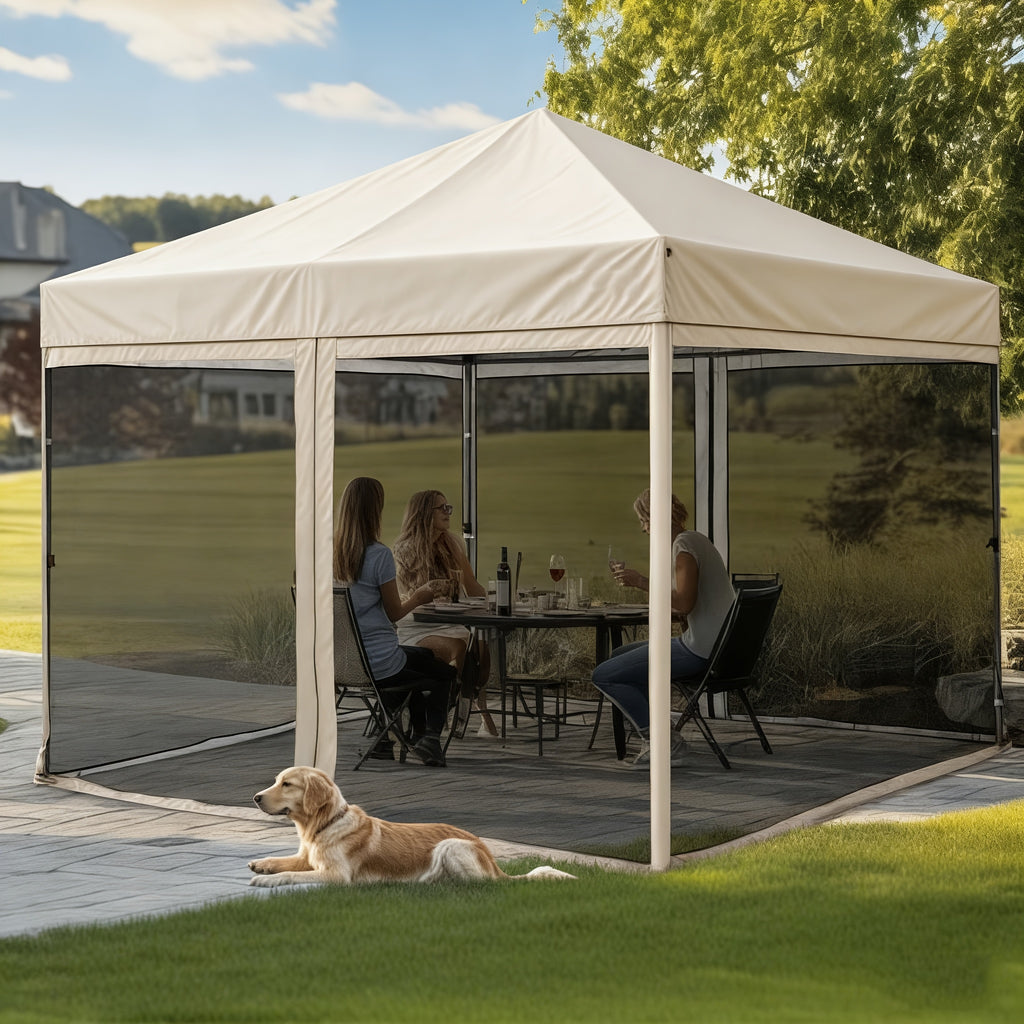 Screened Canopy Tent 10 x 10 ft with Listed Mosquito Netting and Easy-Up Design, Portable Outdoor Screen House for Patio Gatherings, Camping and Backyard Picnics