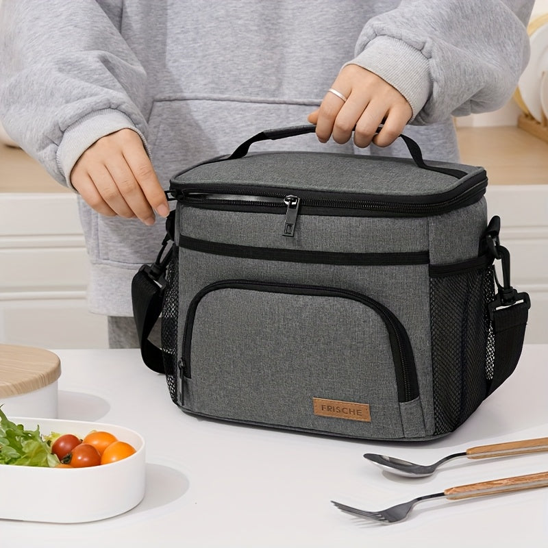 Insulated Lunch Bag with Adjustable Shoulder Strap and Carry Handle for Everyday Meal Transport, Reusable Work Lunch and Picnic Carrier in Three Color Options