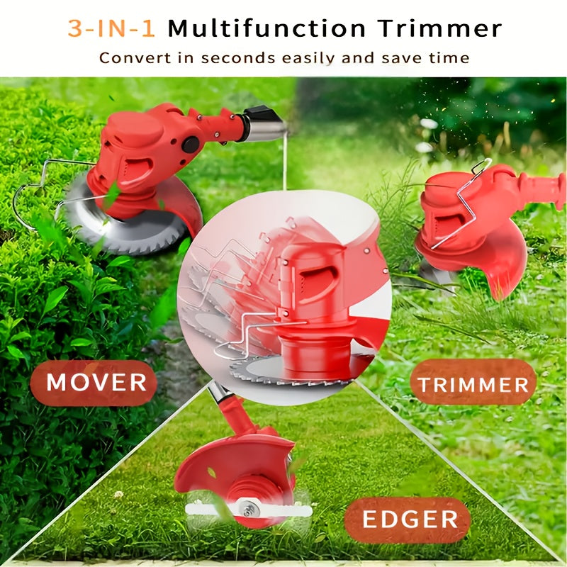 Cordless Garden Weeder with Listed Three Blade Types and Lithium Battery Power, Multiple Color and Upgraded, Enhanced or Courtyard Packages for Adult Yard Care