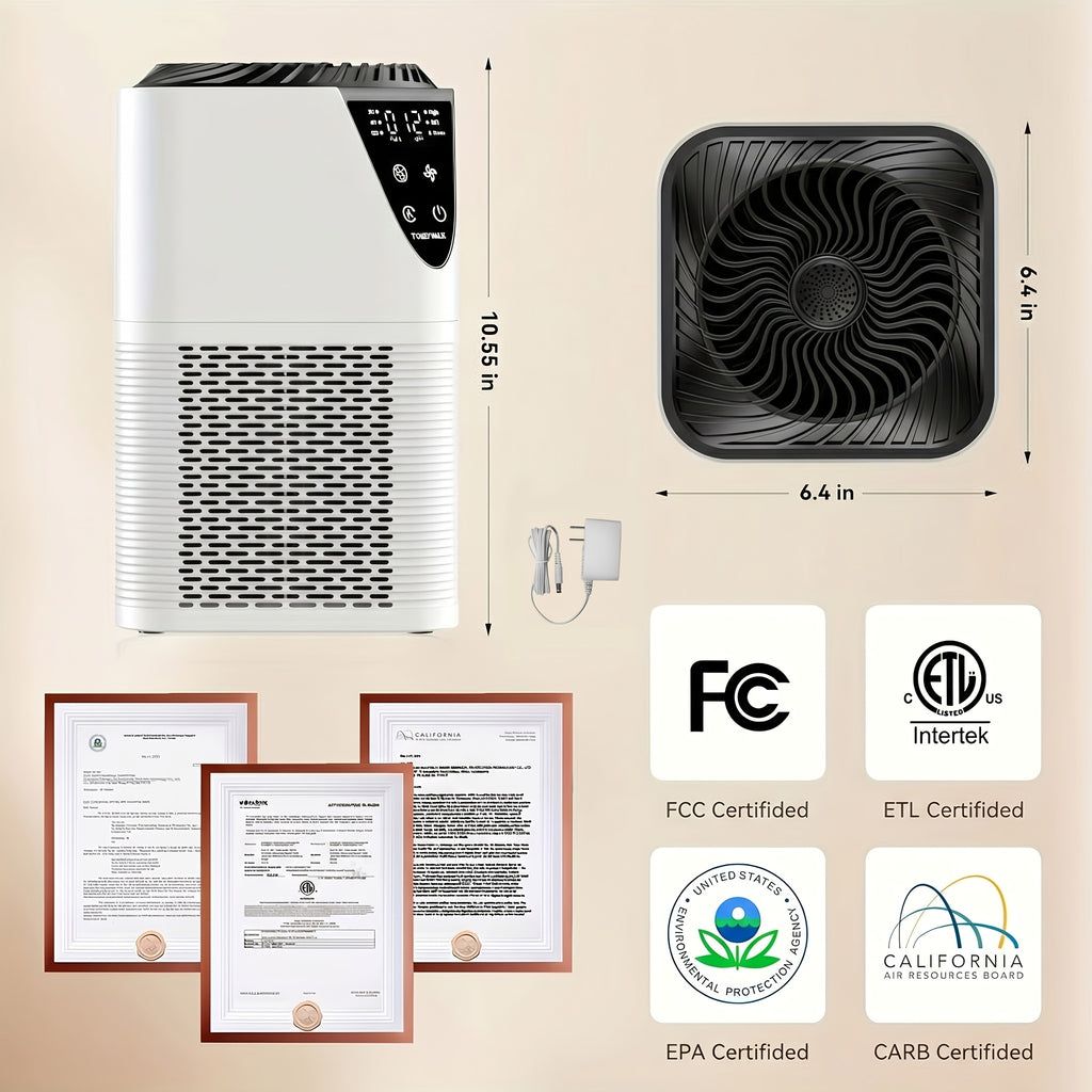 Home Air Purifier in White with Listed Aromatherapy, Air Quality Monitor and 3-in-1 HEPA Filter for Bedroom, Office and Living Room Air-Care Planning