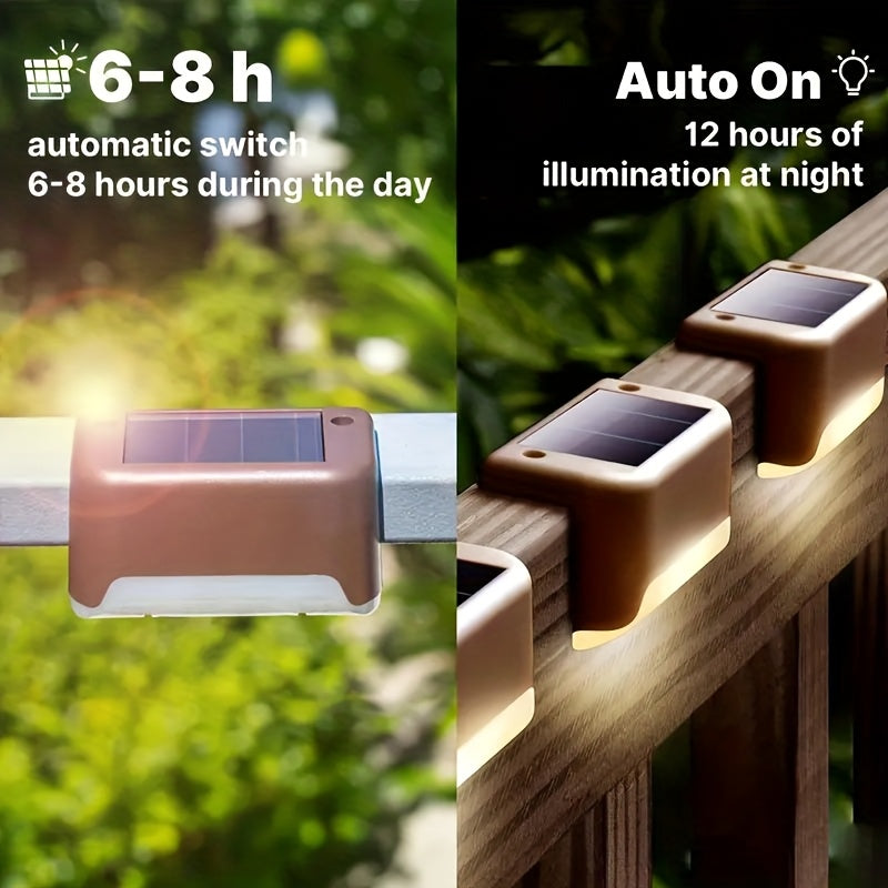 Solar Deck Accent Lights with Automatic Dusk-to-Dawn Switching, 16 or 32 Piece LED Packs in Black, White or Brown for Outdoor Steps, Fences and Patios