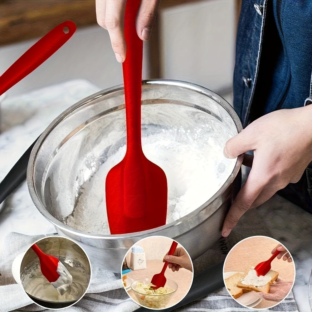 Seamless Silicone Spatula Set, Six Flexible Kitchen Utensils for Home Baking, Yogurt Mixing and Butter Spreading with Standard and Black Selection Labels