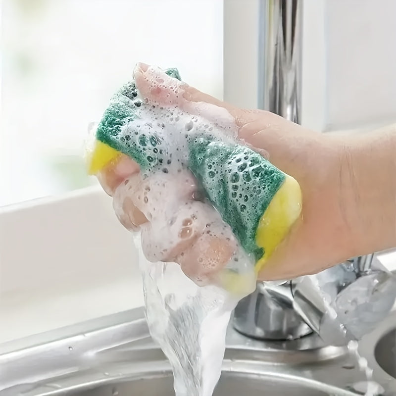 Kitchen Cleaning Sponges, 10 or 20-Piece Double-Sided Scouring Pad Packs with Absorbent Sponge Wipe Reference for Compatible Dishes and Household Surfaces