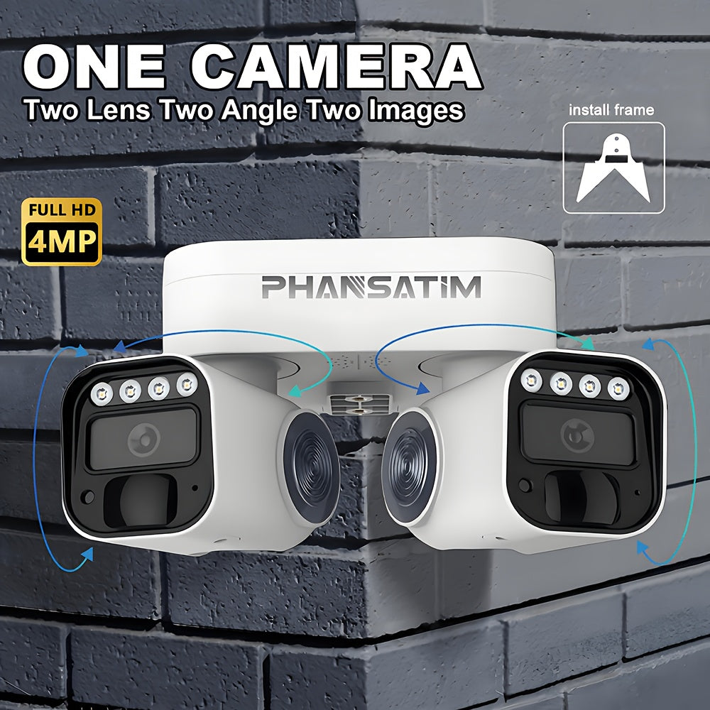 Wired-Power Dual Lens WiFi Security Camera with Listed 10X Electric Zoom, PTZ App Viewing, Night Vision, Two-Way Audio and Siren, Single or Two-Piece Options
