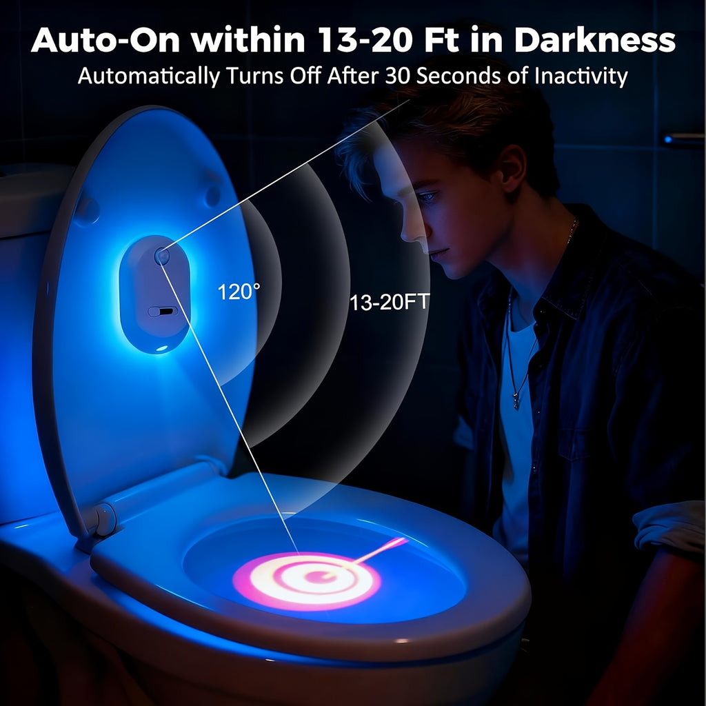 Motion Sensor Toilet Night Light, Rechargeable Toilet Bowl Lighting with Listed 13 Color Changes and Four Projection Patterns in Two- or Four-Pack Options