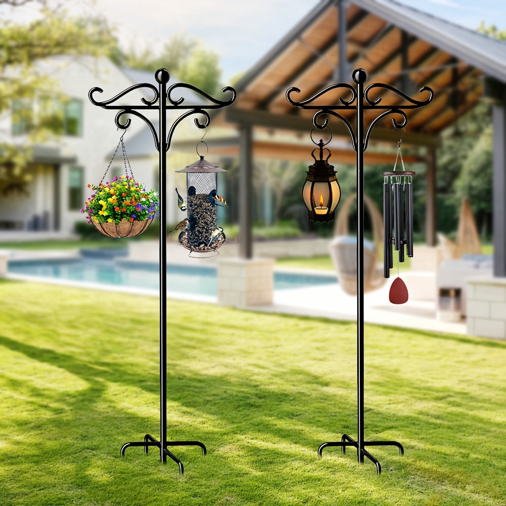 Adjustable Garden Shepherd Hooks RX-MYGF16 with Listed Five-Prong Bases, Two- or Four-Pack Labels for Hanging Bird Feeders, Plant Baskets and Decorative Lanterns