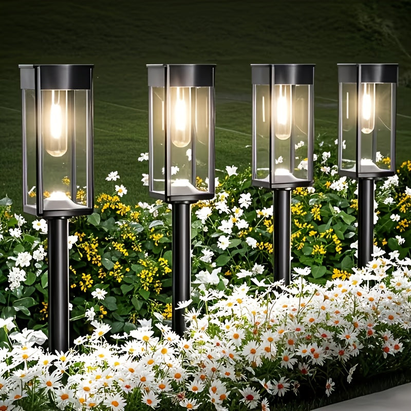 Solar Garden Lamps with Listed Warm White Light, Four-Piece Box, Six-Piece Box or Six-Set Option Labels for Courtyard, Terrace and Walkway Landscape Decoration