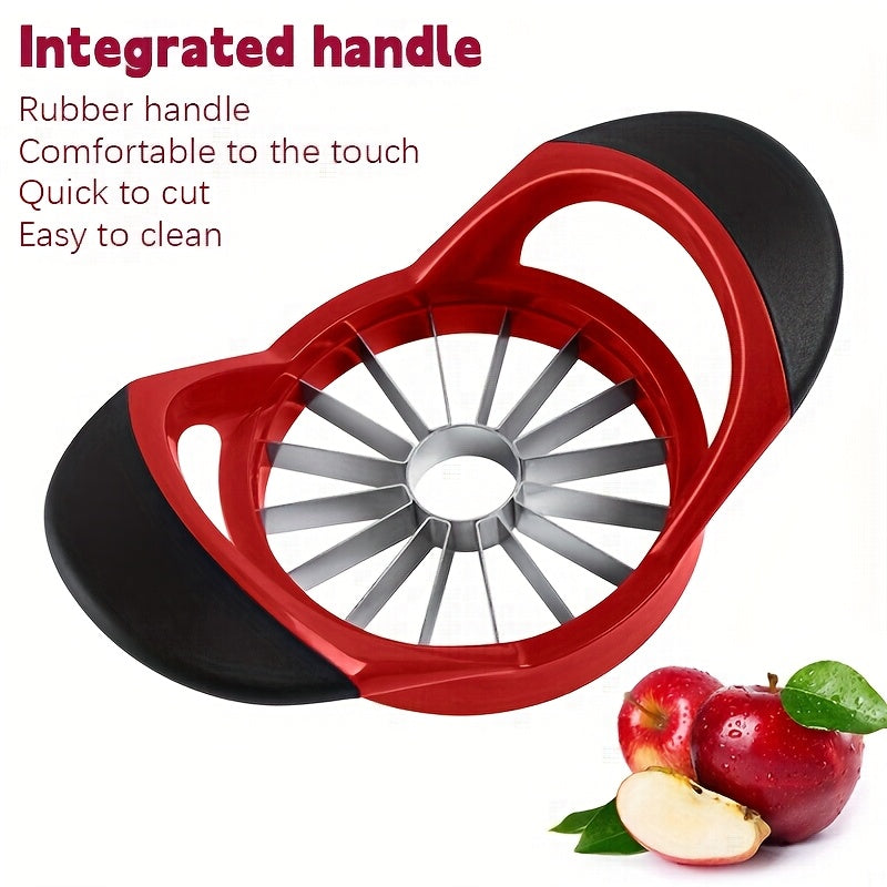 Apple Slicer and Corer in Red, Manual Fruit Cutting Tool for Compatible Apples and Pears, Kitchen Prep Accessory for Snacks and Family Fruit Platters