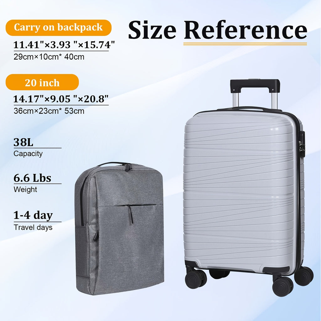 Two-Piece Travel Luggage with Hardside Spinner Suitcase References, Eight Variant Choices and Selected 20-Inch Case Plus Backpack Options for Trip Packing