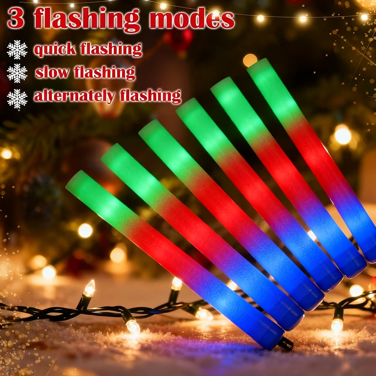 LED Foam Light Sticks with Quick, Slow and Alternating Flash Modes, Soft Party Favors in 30pcs or 96pcs+4pcs Options for Weddings, Concerts and Sports Events