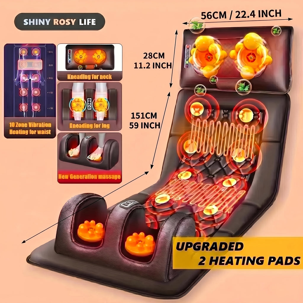 1 Set Of Large Brown Full Body Heating Massagers, 2 Styles Of PU Material, with Neck And Foot Devices And Massage Headrest, Lumbar Pillow, Timer, Comfortable And Wear-resistant, Non-slip Bottom, Easy to Store, Suitable for Home, Office Take A Nap