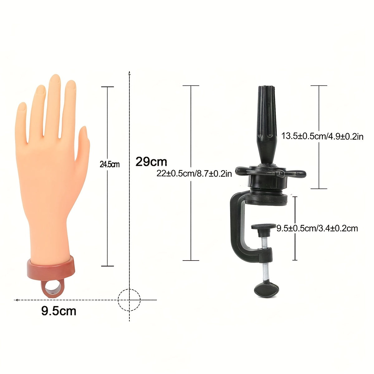 Silicone Nail Practice Hand with Small Desktop Stand, Manicure Training Model for Beginner Nail Art Painting and Filing Practice at Home or in Class