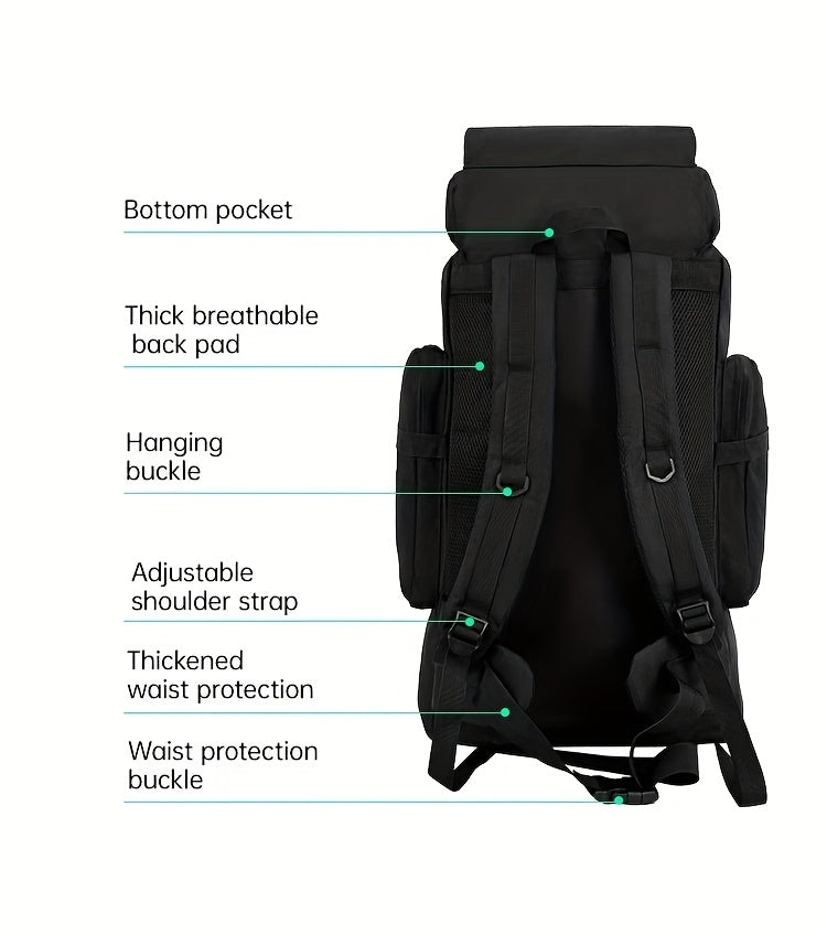 Hiking Backpack with Listed Flag Patch and Large-Capacity Rucksack Design, Seven Solid Color and Camouflage Options for Camping Gear and Outdoor Travel