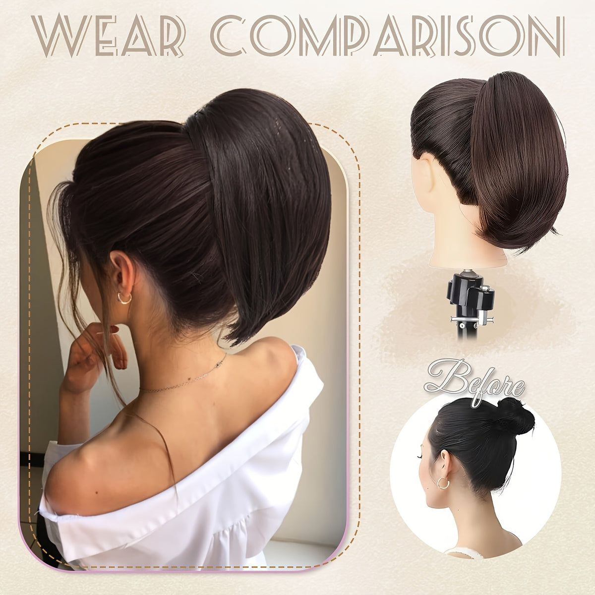 10-Inch Curly Claw Clip Ponytail Extension, Short Synthetic Hairpiece for Women in Natural Black, Black Brown, 2/33 or Light Brown for Everyday and Occasion Styling