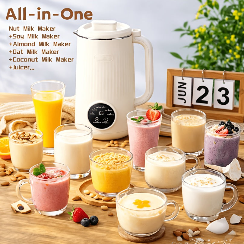 Plant-Based Milk Maker 35 oz with Listed Eight-Blade Design, Off-White Nut and Soy Beverage Machine with Delay Start, Keep Warm and Self-Cleaning Functions