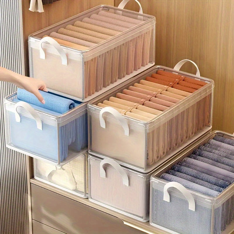 Clothing Storage Box with Steel Frame, 26L Transparent PVC Closet Organizer for Seasonal Clothes and Everyday Bedroom Organization