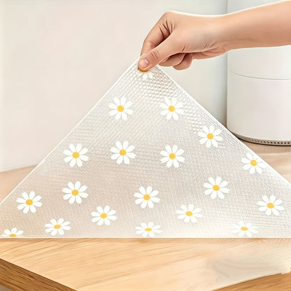 Daisy Cabinet Liner Roll, Cut-to-Fit Plastic Shelf Mat for Compatible Kitchen Cabinets, Drawers and Refrigerator Shelves, Easy-Clean Floral Organization Accessory