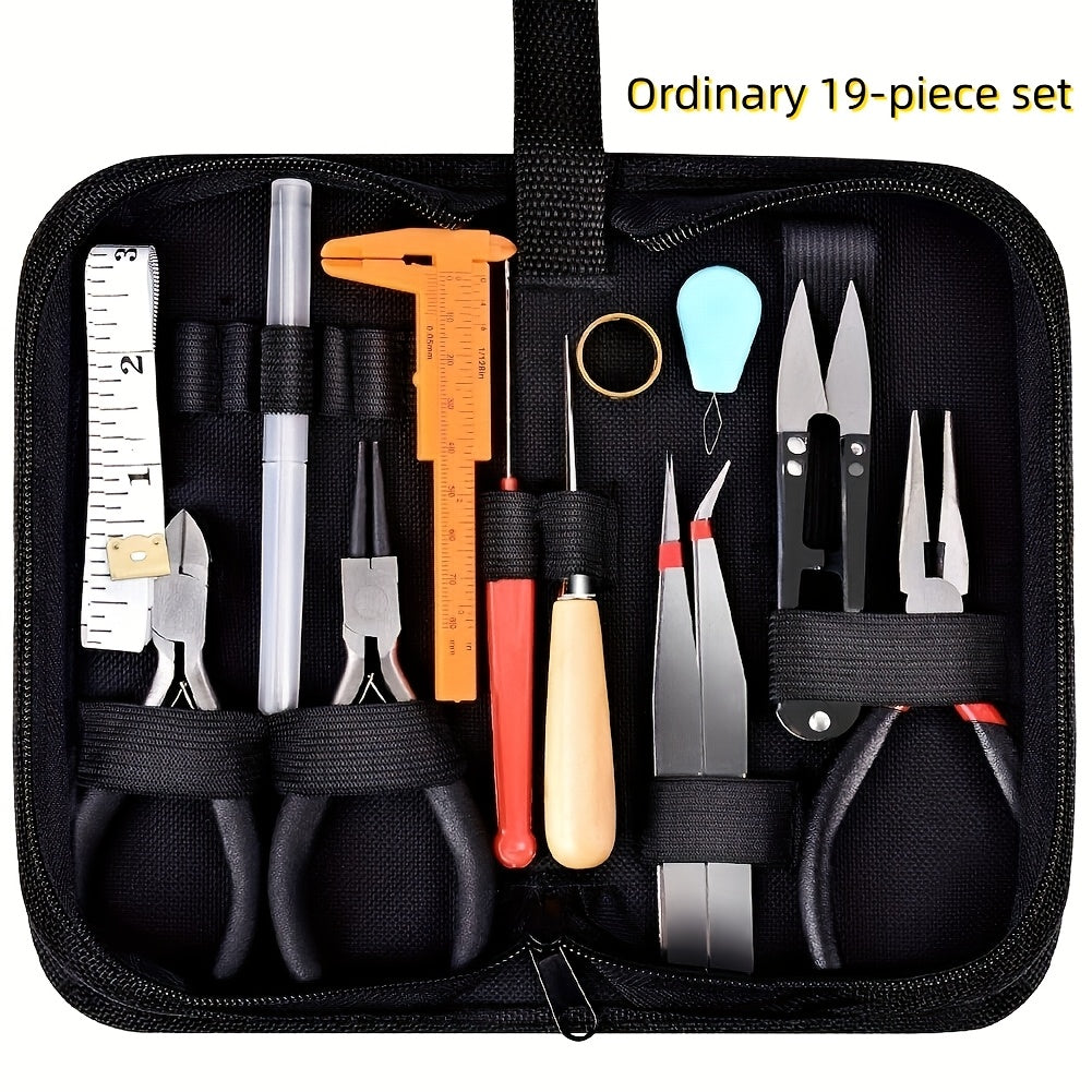 Jewelry Repair Kit for DIY Jewelry Making and Small Accessory Projects, Portable Compact Set with Premium Package or Ordinary 19-Piece Options