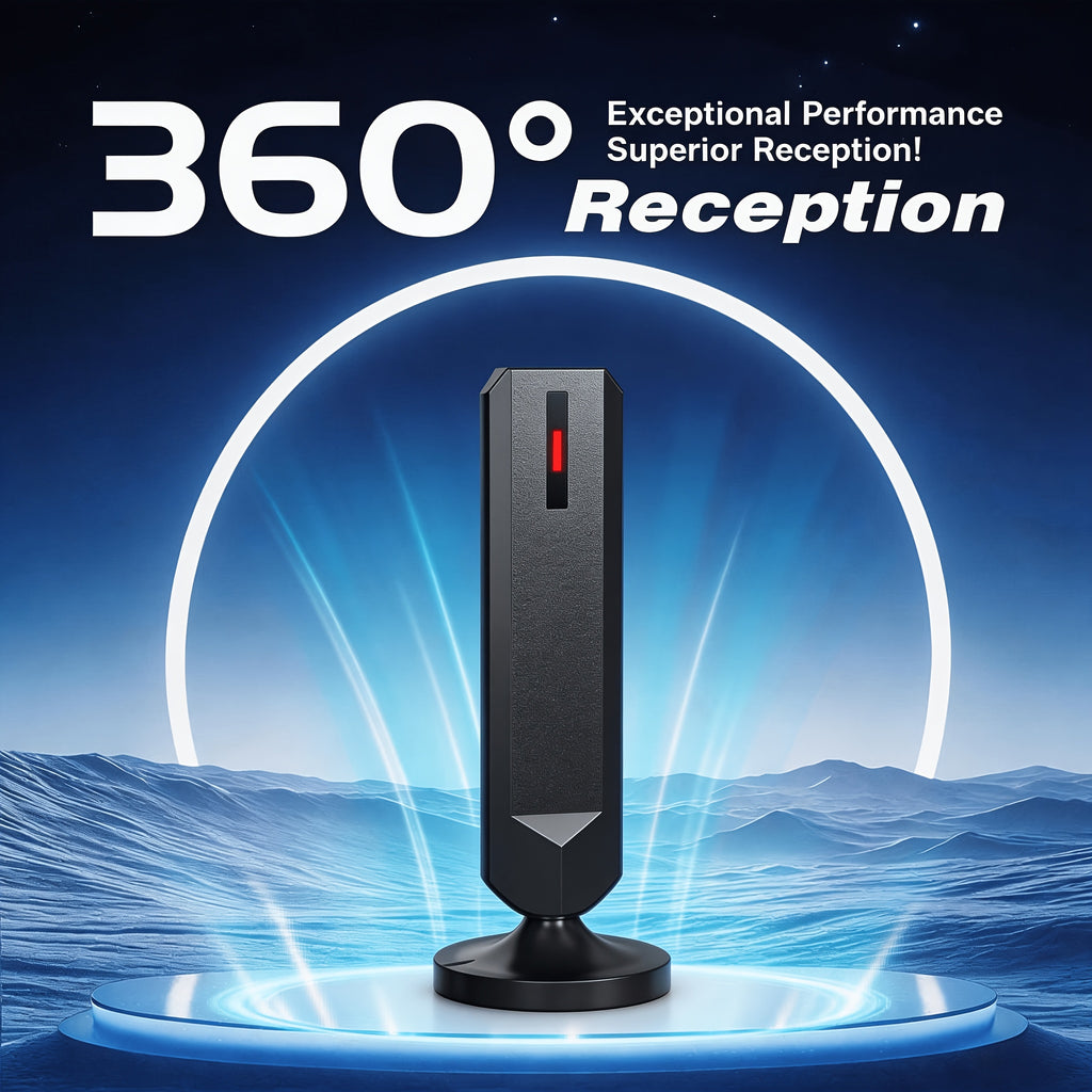 Omnidirectional TV Antenna for Indoor & Outdoor Use, 360° Digital HD Reception with 4K and 1080P Support for Smart and Older TVs