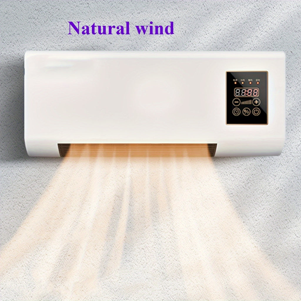 Wall Mounted Electric Heater and Fan in White with Remote Control, PTC Heating and Natural Wind Modes, Compact 60cm Design Without Refrigeration