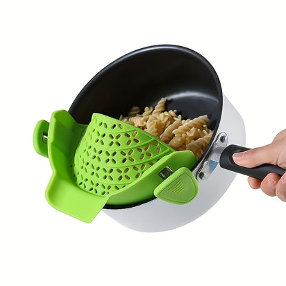 Clip-On Silicone Strainer with Metal Clip for Compatible Pots and Pans, Dishwasher-Safe Pasta and Vegetable Drainer, Listed 446°F Heat Resistance, Random Style