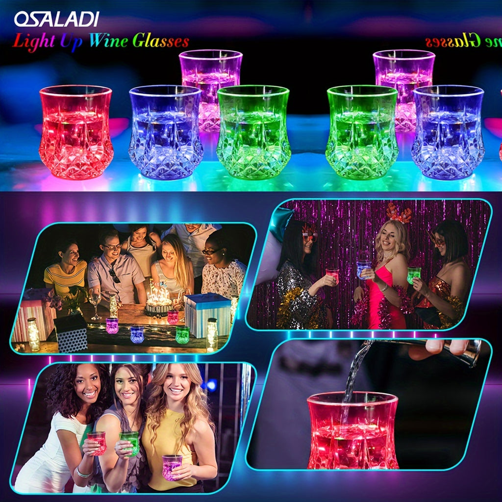 Liquid-Activated LED Party Cups, Multicolor Light-Up Drinkware in 4 or 6-Piece Sets for Home Entertaining, Halloween and Christmas Table Displays