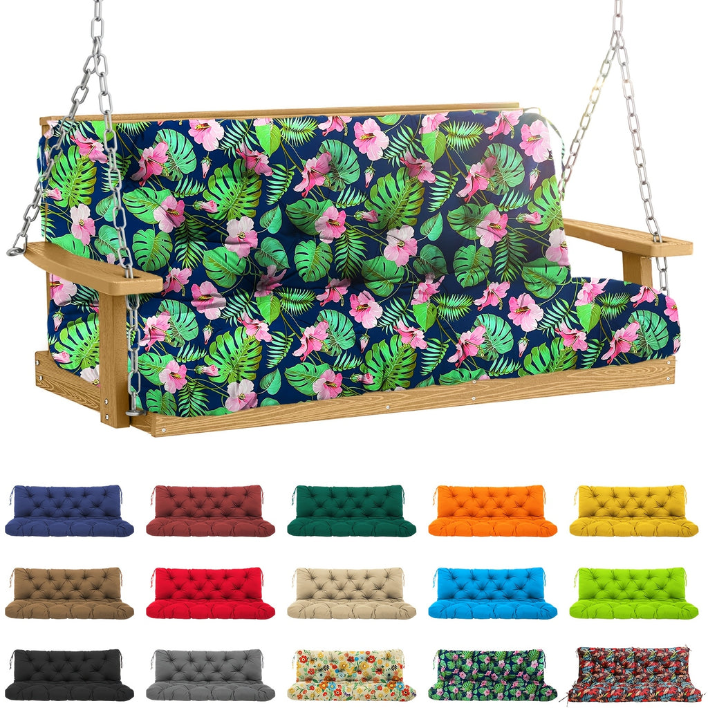 Porch Swing Replacement Cushion with Backrest and Ties, Listed 5-Inch Thickness, 48 or 60-Inch Size Labels and Five Color Choices for Patio Bench Seating