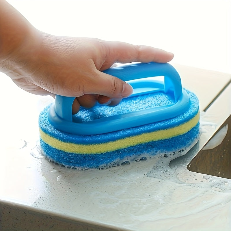 Blue Household Cleaning Sponge for Compatible Kitchen and Bathroom Surfaces, Multipurpose Cleaning Tool with Listed Glass, Ceramic and Wall Cleanup Uses