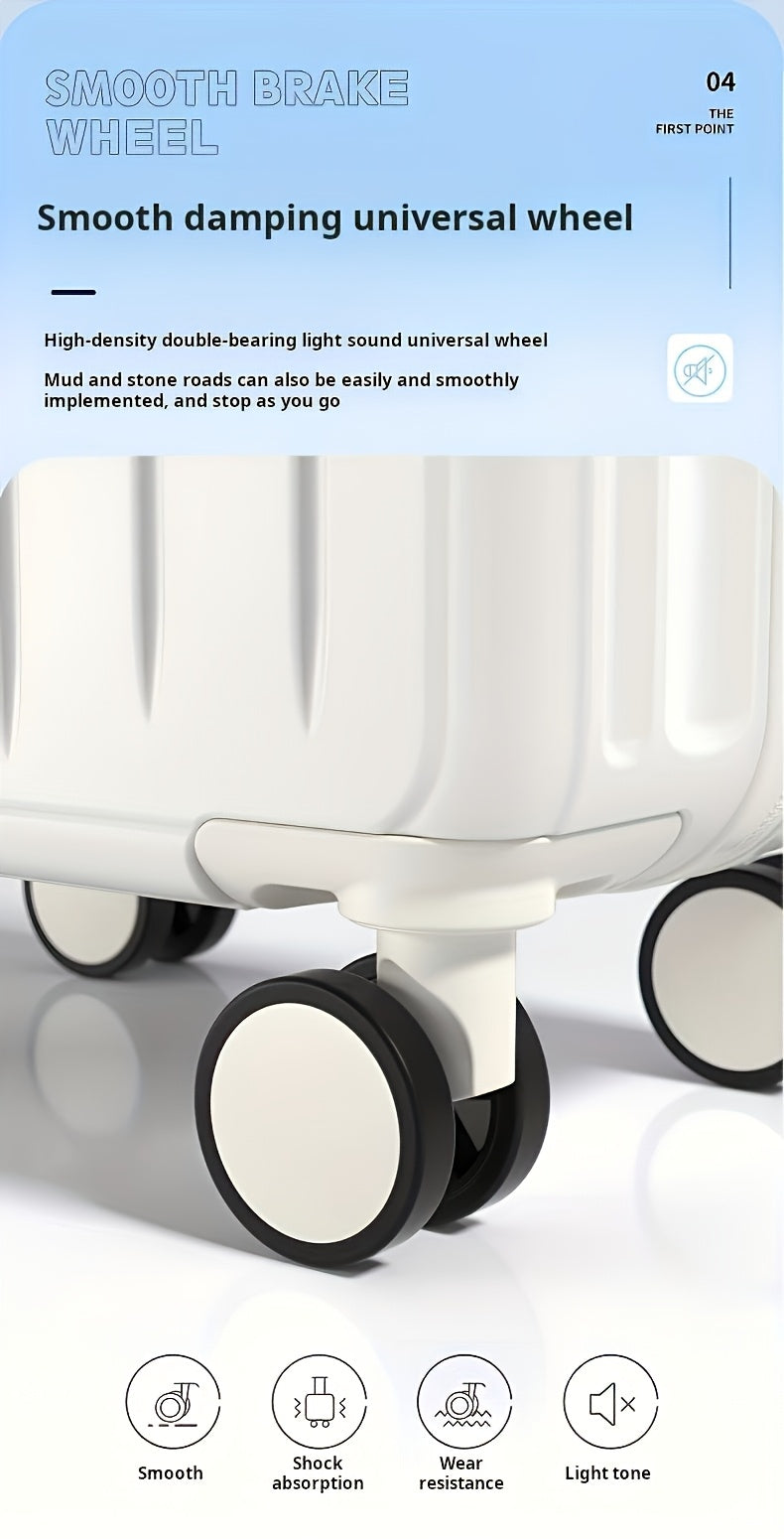 Hard-Shell Trolley Luggage with Zipper Closure and Solid-Color Design, Listed 20-Inch Pink, White, Yellow or Blue Set Labels and Dark Grey Single-Case Option