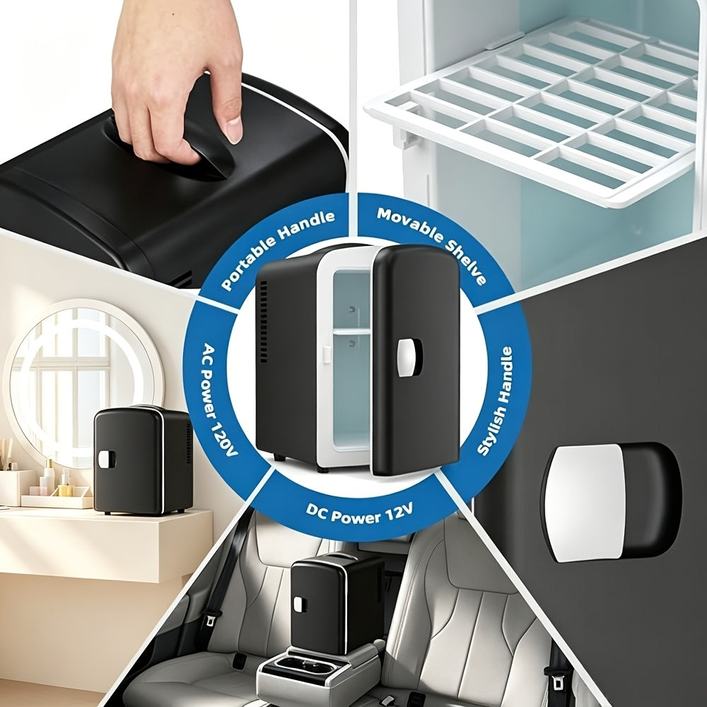 Portable Skincare Mini Fridge with Listed 1.06-Gallon Capacity, White or Black Small Refrigerator Options for Compatible Cosmetics, Bedroom and Office Storage