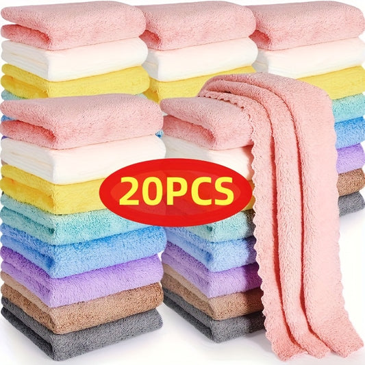 9.8-Inch Square Washcloths 20-Pack, Soft Absorbent Bathroom Towels with Quick-Drying Design and Multicolor Option for Everyday Face and Hand Washing