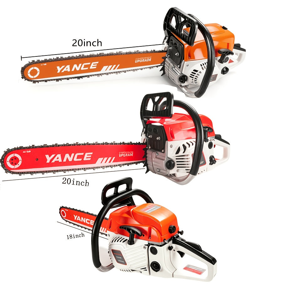62cc Gasoline Chainsaw with Two-Stroke Engine and Listed Anti-Vibration Handle, Orange Upgraded Option for Trained Adults' Outdoor Wood-Cutting Tasks