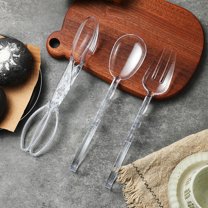 Transparent Plastic Salad Scissors, Reusable Single Serving Tool for Kitchen Salad Bowls, Buffet Tables, Outdoor Meals and Party Catering Setups