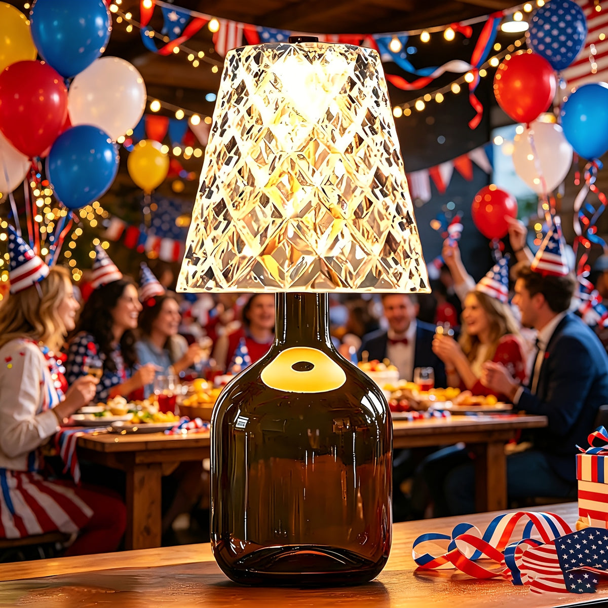 Rechargeable LED Bottle Table Lamp with Dimmable Lighting and Acrylic Lampshade, Crystal Style, Quantity 2 Option for Office and Wine-Themed Decor