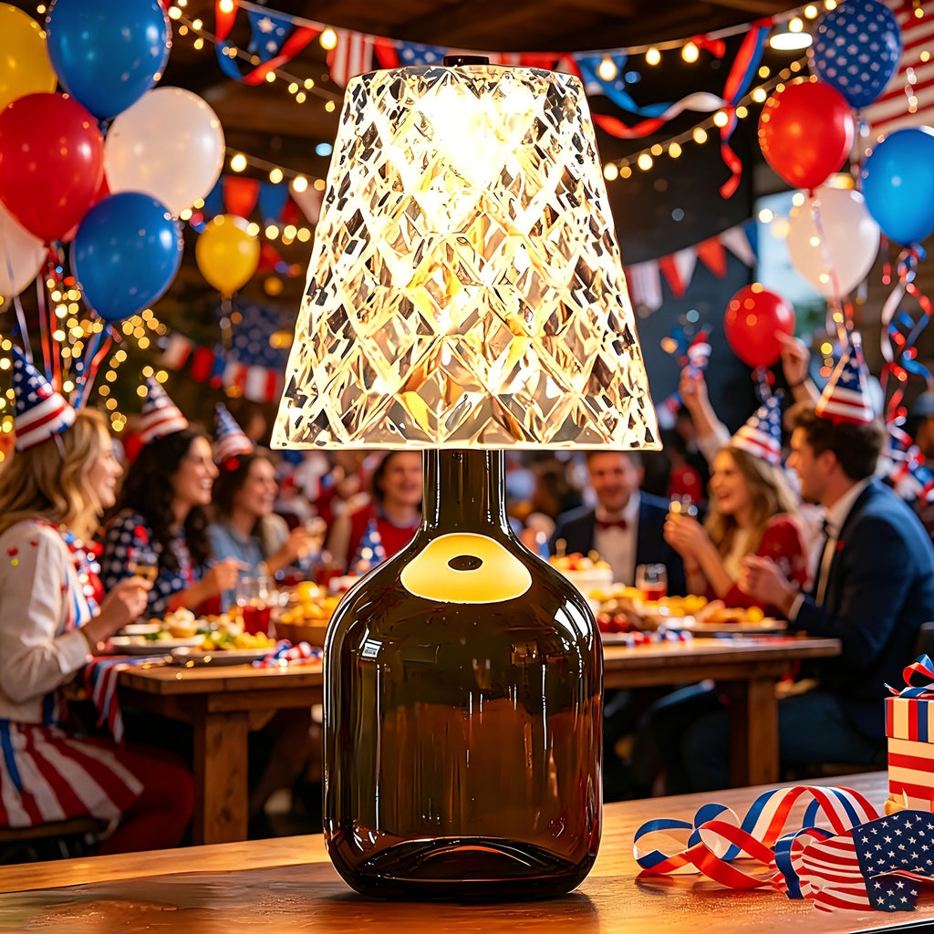 Rechargeable LED Bottle Table Lamp with Dimmable Lighting and Acrylic Lampshade, Crystal Style, Quantity 2 Option for Office and Wine-Themed Decor
