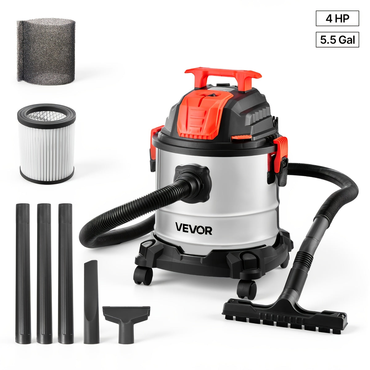 Commercial Wet Dry Vacuum Cleaner with Listed 120V US Plug, Corded S001 Model Reference and Filter, 22L or 30L Plastic Capacity Options for Cleanup