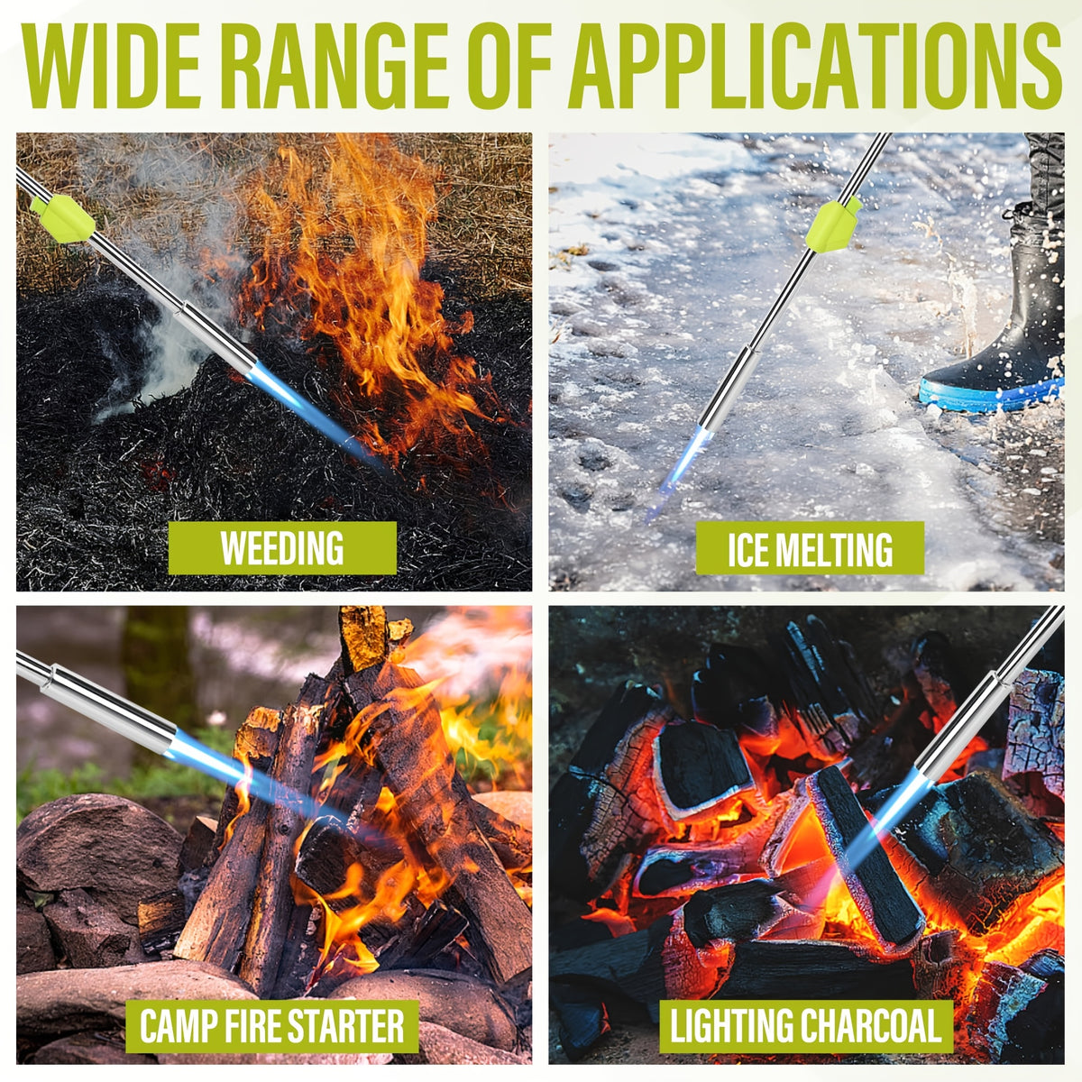 Propane Weed Torch Kit with Tank-Connected Outdoor Burner Model Options, BF-1711, Koman-Q0001 and HD Series for Experienced Adult Yard Maintenance