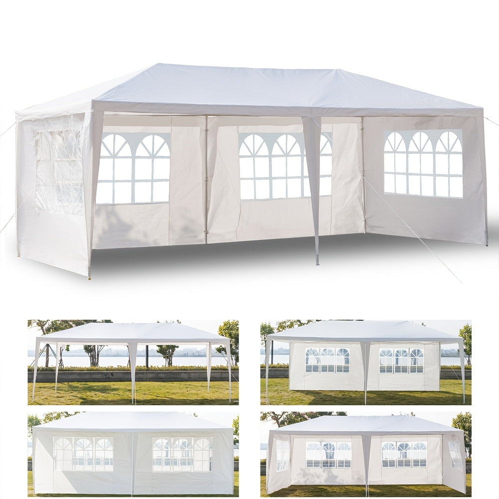Backyard Event Tent with Listed 10x20ft Footprint, White Four- or Six-Side Options and Without-Cloth Label for Fair-Weather Party, Wedding and Market Setup