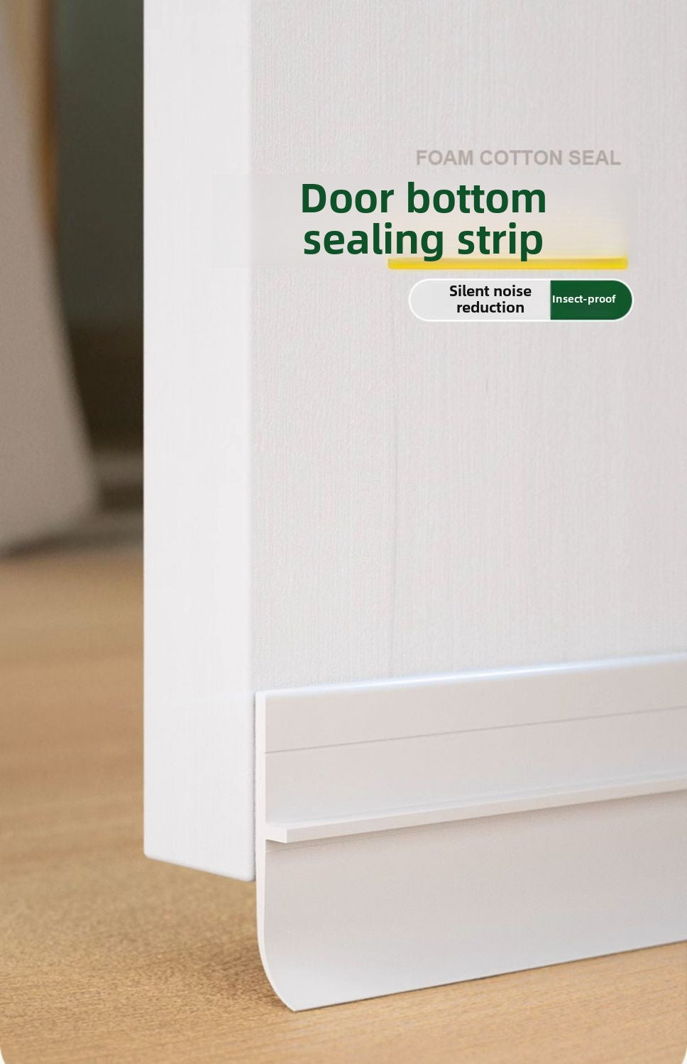 Self-Adhesive Door Bottom Seal for Glass and Wood Doors, Weatherstripping in Black, Grey, Brown or White with Single-Piece and Two-Piece Style Options