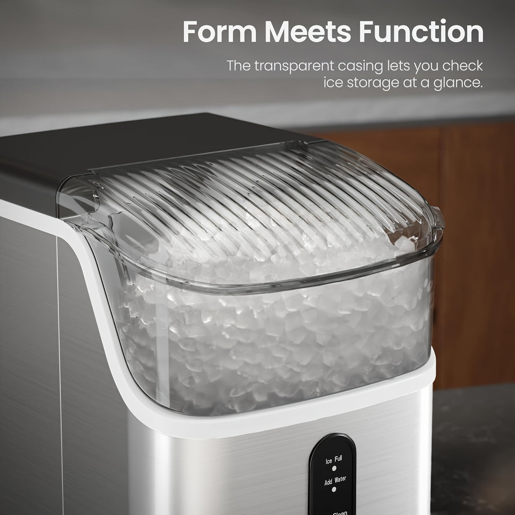 Automatic-Cleaning Countertop Ice Machine with Silvery, Black-Bullet Ice and Grey-Bullet Ice Options for Kitchen Drinks, Home Bar Setup and Party Preparation