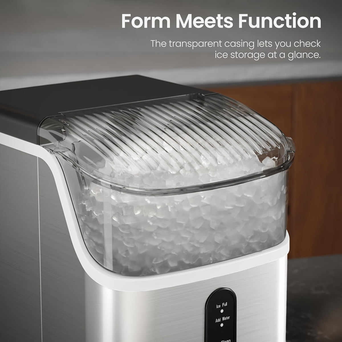 Automatic-Cleaning Countertop Ice Machine with Silvery, Black-Bullet Ice and Grey-Bullet Ice Options for Kitchen Drinks, Home Bar Setup and Party Preparation