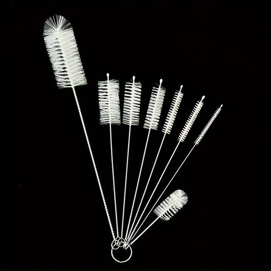 Pipe Cleaning Brush Set of 8 with Black or White Options, Household Brush Assortment for Compatible Reusable Straws, Narrow Tubes, Cups and Bottles