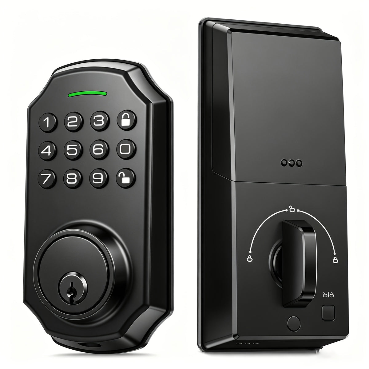 Electronic Keypad Deadbolt with Listed 100 Access Codes, Auto Lock and One-Touch Locking, Black or Silvery Finish and Fingerprint or Handle Set Options