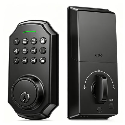 Electronic Keypad Deadbolt with Listed 100 Access Codes, Auto Lock and One-Touch Locking, Black or Silvery Finish and Fingerprint or Handle Set Options
