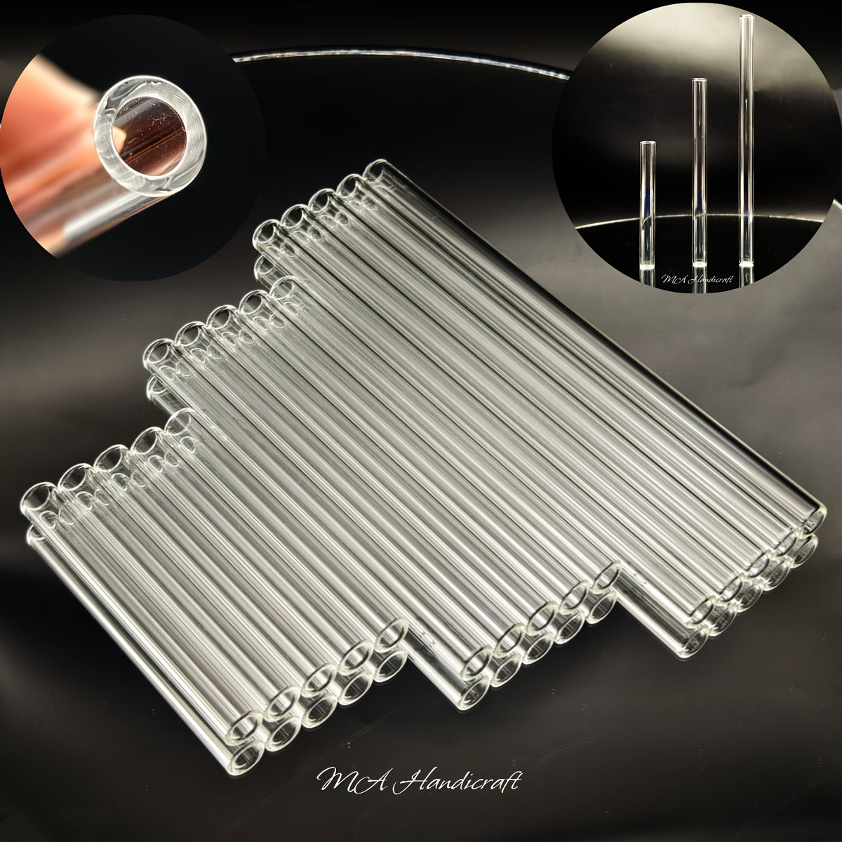 Reusable Glass Straws, 10-Piece Clear Borosilicate Drinking Straw Set in 3.94 or 7.87-Inch Options with 12mm Outer Diameter for Coffee, Juice and Smoothies