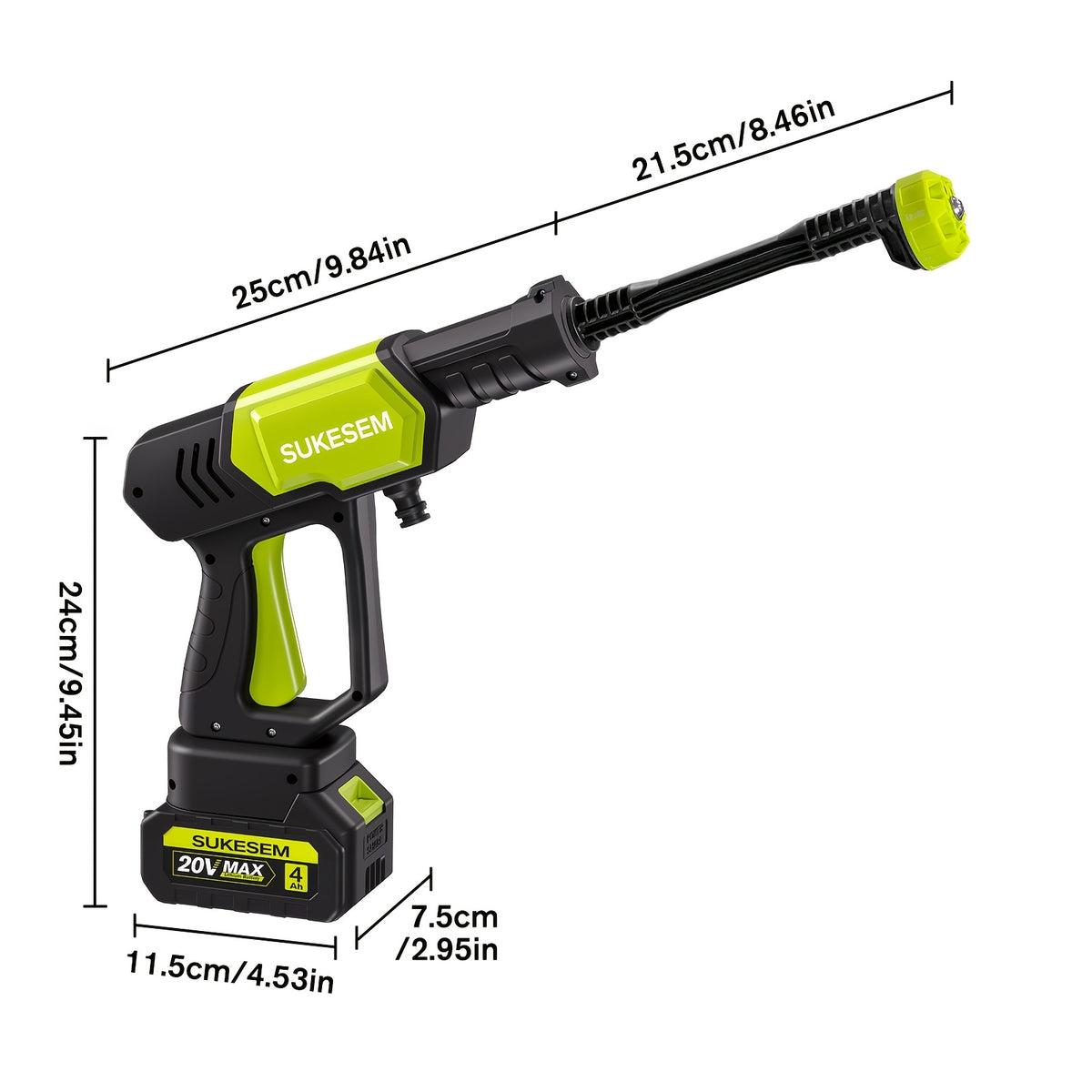 Battery-Powered Car Wash Cleaner with Adjustable Nozzle, Cordless Rechargeable Washing Tool for Yard and Garden Cleanup, One or Two Battery Packages