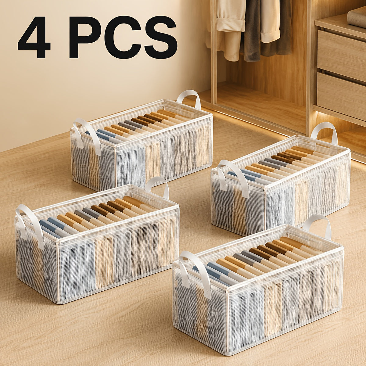 Clothing Storage Box with Steel Frame, 26L Transparent PVC Closet Organizer for Seasonal Clothes and Everyday Bedroom Organization
