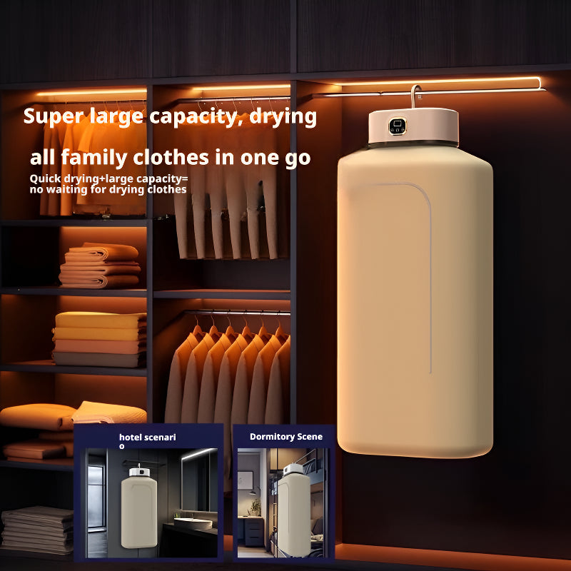 Bag-Style Portable Clothes Dryer with Listed 110V US Plug, White Laundry Care Device with Drying Bag for Compatible Garments in Apartments and Small Spaces