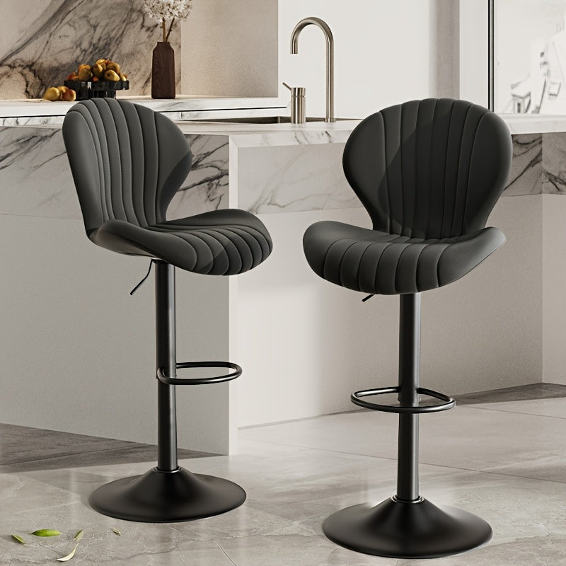 High Back Swivel Bar Stools with Adjustable Upholstered Seats for Kitchen Island, Home Bar and Dining Room, Sets of 1, 2, 3 or 4 in Five Colors